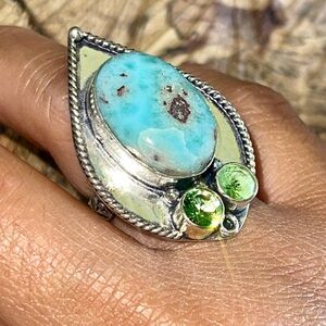 Stefilias Stone Larimar Ring Size 7 1/4